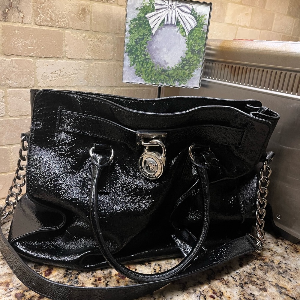 Michael Kors Black Patent Leather Handbag